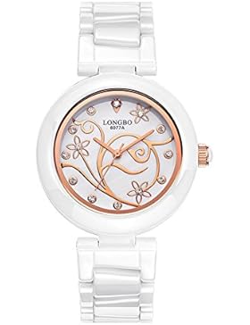 Frauen keramische Quarzuhr Roségold Lünette mit Blüte Perlmutt-Zifferblattes sehen einzigartige High-End-Uhr