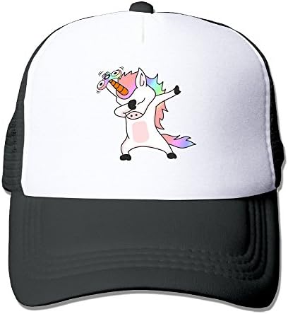 Unicorns Dabbing Top Boy & Girl Grid Baseball Caps Adjustable Sunshade Hat Beautiful Black