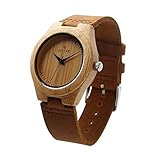StillCool Uhr Armbanduhr Bambus Holz Uhr Naturholz Echtes Leder Für Frauen Männer Paar