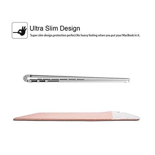 WALNEW 13.5 Microsoft Surface Book 13.5 Zoll Schutzhülle, Hülle, Case, Cover, mit Zwei-Taschen-Design mit Geschütztem Inneren und Externem Mousepad,Rosa - 5