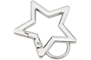 LAMALA Portachiavi a forma di stella in acciaio inox con clip a moschettone a forma di stella, gancio per chiavi, in acciaio inox 304, clip in metallo resistente