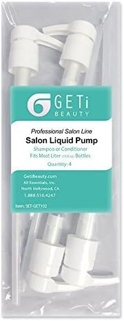 Geti Beauty Professional Premium Quality Universal Shampoo and Conditioner Pump Durable for Home or Salon use. No-slip groove at top for ease of use. 1 Liter or 33oz Bottles. Approximately 10.2 inches long. Pump Tube can be cut to size Quantity by Geti Beauty