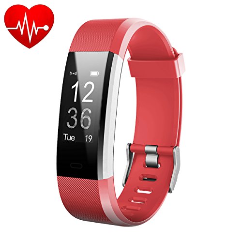 Pulsera Actividad,Monitor de Frecuencia Cardiáco, Pulsera Reloj Inteligente con Pulsómetro Impermeable IP67, Bluetooth 4.0, Podómetro, Notificación de SMS, Monitor de Ritmo Cardíaco,Monitor de Sueño, GPS, Control Remoto de Móvil para iOS 7.0 o Superior y Android 4.4 Teléfono móvil hombre mujer niños(Rojo) - iPosible
