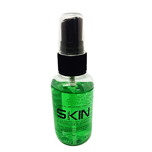 BIG VALUE BOTTLE SPRAY Skinapeel Derma Roller Skin Roller STERILIZER Sterliser Spray. A BLEND of Ethanol, Cetrimonium Chloride & Triclosan. KILLS 99.9% of Bacteria - as used in HOSPITALS