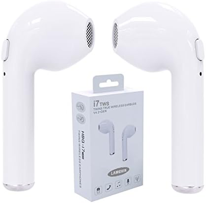Twins Wireless Bluetooth Earbuds, Lamchin Mini Bluetooth V4.2 Car Stereo Headsets In-Ear Headphones Music Earphones With Build in Mic Noise Cancelling Hand-Free Calls (White TWS)