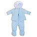 Baby Boys/Girls Hooded Jacket & Dungarees Winter Snowsuit Set (0-3 Months) (Blue)