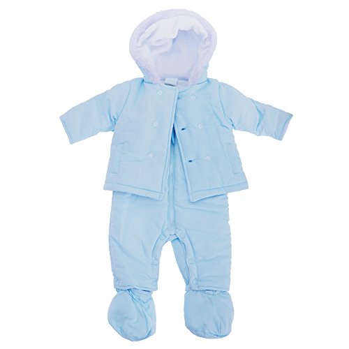 Baby Boys/Girls Hooded Jacket & Dungarees Winter Snowsuit Set (0-3 Months) (Blue)