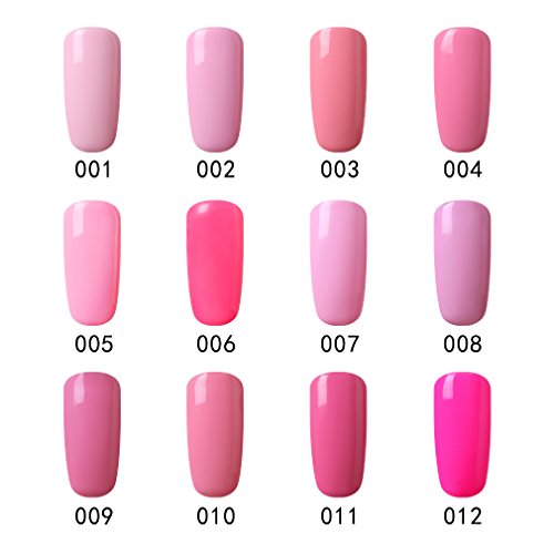 Elite99 UV LED nagellack gel shellac set nail polish set soak off gel Geschenk pink(12xStück 10ML) - 2