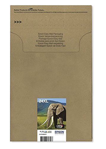 Epson Original T2438 Elefant, Claria Photo HD Tinte (hochauflösende Fotodrucke, Multipack 6-farbig) (CYMK + Light cyan, Light magenta)