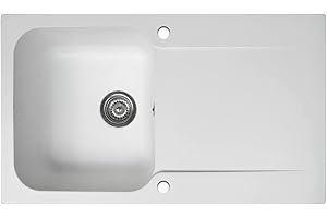 Essebagno Lisse évier réversible 1 cuve 1 égouttoir en résine blanc