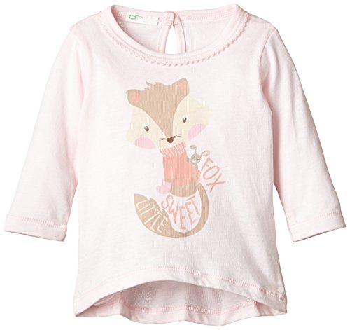 United Colors of Benetton Baby-Girls Fox Long Sleeve T-Shirt, Pale Pink, 6 to 9 months (Manufacturer Size: 68 cms)