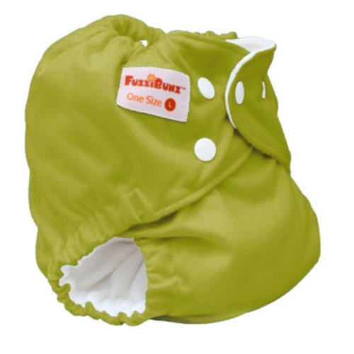 FuzziBunz One Size LARGE, pocket nappy, 10-45lbs, popper fastening, microfibre insert, LEMONADE