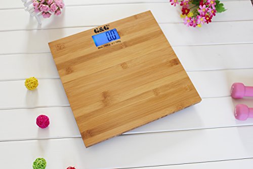 G&G A8/180KG AAA Batteriebetrieb Bambusholz Personenwaage Digitalwaage - 2