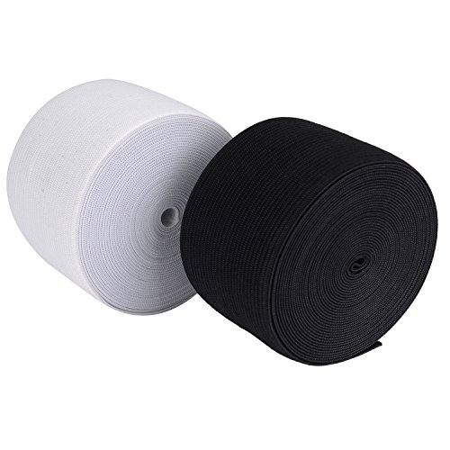 eBoot 2 Zoll Breit Gummibänder Spule Nähen Band Flach Elastische Schnur, 5,5 Yard, Weiß und Schwarz, 2 Stück - 7