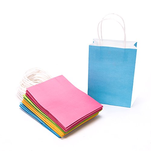 Tosnail 20 Stück Papiertüten 15*21*8 cm, rot, blau, gelb, grün