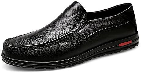 Ddstar Men's Soft Leather Comfortable Fit Driving Car Slip On Casual Leather Loafers Shoes Tan Boat Driving Shoes black 9 UK