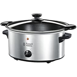Russell Hobbs 22740-56 Cook Home - Olla de cocción lenta, 3,5L de capacidad para 4 raciones, 3 temperaturas, tapa de cristal, color negro y acero inoxidable
