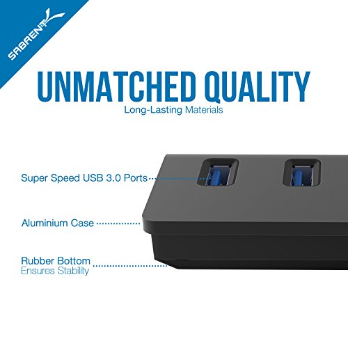 Sabrent USB HUB – Premium 4-Port USB 3.0 Schwarz Aluminum Hub (76cm Kabel) für iMac, MacBook, MacBook Pro, MacBook Air, Mac Mini oder einem beliebigen PC [Schwarz] (HB-MC3B) - 7