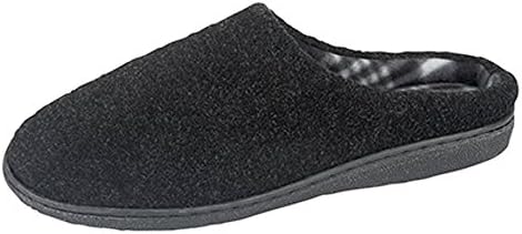New Mens Gents Memory Foam Mule Slippers Hard Weaing Sole BLACK Size 7 - 12