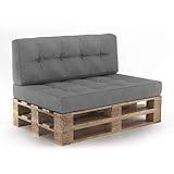 Vicco Palettenkissen Set Sitzkissen + Rückenkissen 15cm hoch Palettenmöbel (Sitz+Rückenkissen, Grau)