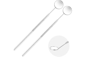 AOOWU Espejo Dental, 2 PCS Espejo Dental de Acero Inoxidable, Curvatura del Espejo de 45 Grados Espejo de Boca Dental Anti-Vaho, Espejo de Dientes Orales para Inspección de Dientes y Cuidado Bucal