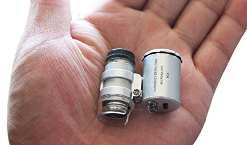 LY Neu Handlupe 60 Fach mini Mikroskop Vergrößerung Vergrößerungsglas Lupe mit Led Beleuchtung UV Licht - 7