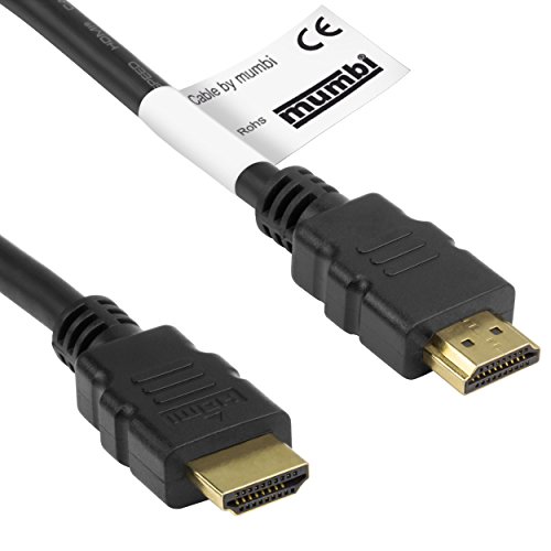 mumbi HDMI Kabel 10 Meter (vergoldet, doppelte Abschirmung, 1080p, HDMI 1.3b konform, Full-HD)