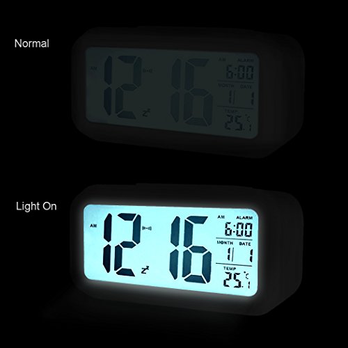 JUYUAN-EU Digital NachtSensor Wecker LED Snooze Taste Snooze Taste Alarm Clock – Beleuchtung Reisewecker Licht aktivierten Sensor-Hintergrundbeleuchtung - 4