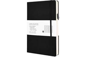 Fwilo Notebook A5 Lined 100gsm Writing Book 160 Pages Eye Protection Paper Diary Black Hardback Thermochromic Leather Notebook for School Office Artist Writing Drawing Field Notes Journal