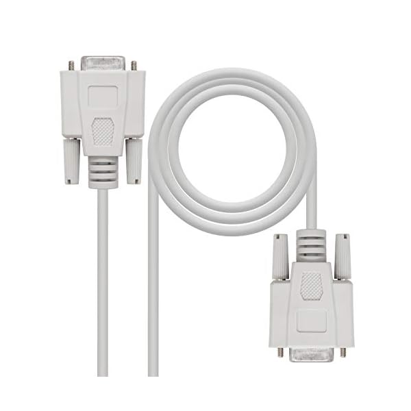 NANOCABLE 10.14.0602 - Cable Serie RS232 de comunicaciones Null Modem, DB9/H-DB9/H, Hembra-Hembra, Beige, 1.8mts