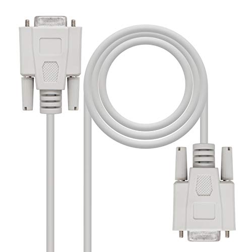 NANOCABLE 10.14.0602 - Cable Serie RS232 de comunicaciones Null Modem, DB9/H-DB9/H, Hembra-Hembra, Beige, 1.8mts