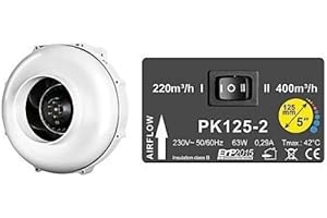 KEXMY Prima Klima Abzieher 125 mm – 2 Speed 220 – 360 M3/H + Befestigung + Plug