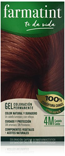 Farmatint Gel 4M Castaño Caoba. Tinte permanente. Cabello natural y color duradero. Sin amoníaco ni parabenes ni parafinas ni siliconas. Coloración natural para el pelo fácil de aplicar.