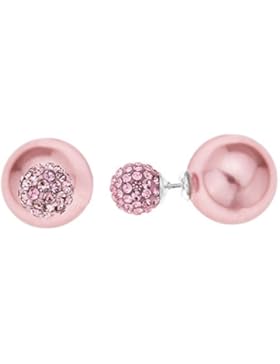 Ornami Ohrstecker mit Perle an der Vorder- und Rückseite, Sterling-Silber, Hellrosa