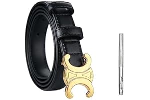 HEVIBK Ceinture femme en Cuir, 2.4 cm de largeur, pour jeans, pantalons(Noir 110 cm)