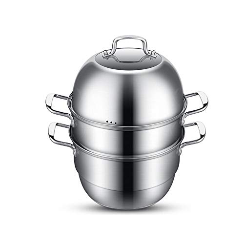 Wuhuizhenjingxiaobu Cuiseur à vapeur, acier inoxydable 304 Trois couches de 32cm d'épaisseur inférieure multicouche avec tiroir à vapeur cuisant deux avec pot à soupe, Cuiseur à vapeur 32CM, haute qua