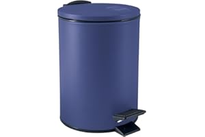 Spirella - Papelera Adelar 3 litros (Acero Inoxidable, con Descenso automático y Cubo Interior, Cierre Suave), en Azul Mate