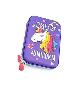 Mistazzo Mist Stylish Unicorn Print Large Capacity Hardtop EVA Pencil Case Organizer School Kids Girls Women Pen Holder Pouch Multipurpose Material: Eva, Colour: Purple