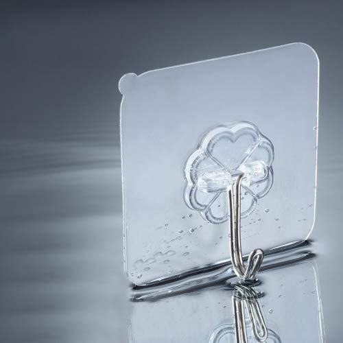 22 lb Ganchos Adhesivos de Pared Ganchos de Comando Transparente Plástico para Colgar Garaje Baño Cocina Toallas,10 Piezas