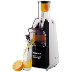 CONCEPT électroménager LO7067 Centrifugeuse HOME MADE JUICE, Goulotte XXL de 75 mm, Extracteur de jus, Inox, spécialiste cassis, 60 t./min. (inox + noir), 240 W,