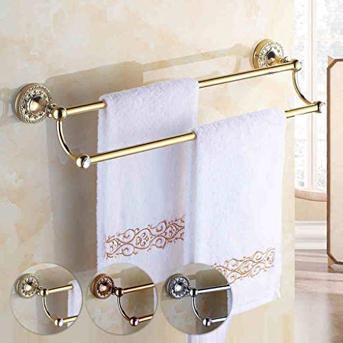 Preisvergleich Produktbild Europaweite Kupfer Und Gold Diamond - Verzierte Zweipolige Handtuchhalter Badezimmer Handtuchhalter Handtuchhalter Bad Hängenden Stange (Farbe: Messing)