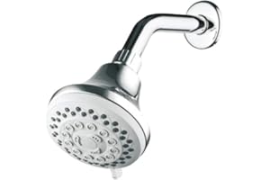 Ibergrif, Rociador para Ducha con 5 Chorros, Alcachofa Fija, Plata, Diámetro de 95 mm