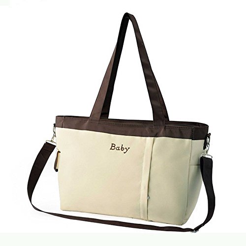Paonies Mummy Handbag Baby Diaper Nappy Tote Nursery Changing Bag for Travel Holiday (beige)