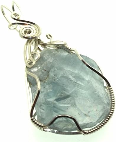 Celestite Gemstone Silver Filled Wire Wrapped Pendant