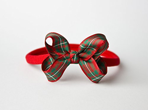 Christmas Baby Headband - Tartan Ribbon Boutique Bow Handmade Headband - Baby to Adult Headband
