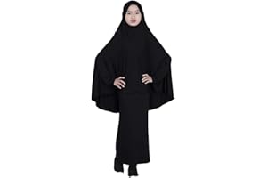 BaronHong Fille Musulmane Islamique Abaya Jilbab Robe Longue + Jupe Deux-pièces