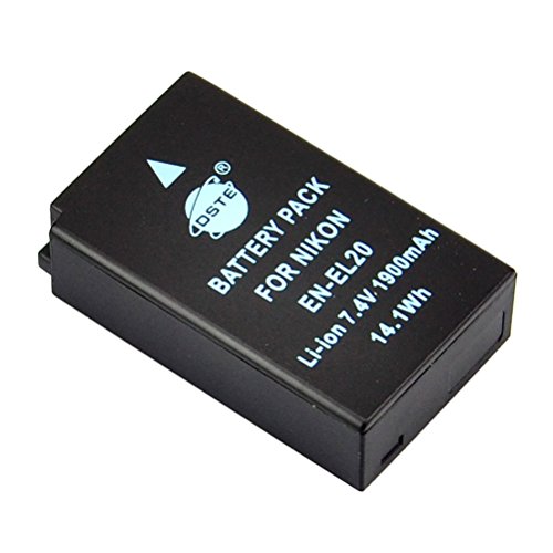 DSTE 2-pack Rechange Batterie et DC125E Voyage Chargeur pour Nikon EN-EL20 Coolpix A Nikon 1 J1 Nikon 1 J2 Nikon 1 J3 Nikon 1 AW1 Nikon 1 S1 Nikon 1 V3