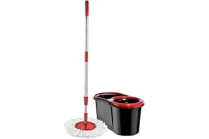 STERLING SAVER Spin Mop and Bucket Set | 16 Litres | Microfibre Mop Head | Long Handle Extendable Stainless Steel | Floor Cleaning | 360° Rotating Mop with Easy Wringer | Wet and Dry