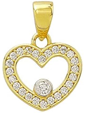 Goldanhänger Herz mit Zirkonia in 585 Gold Anhänger Kettenanhänger Schmuck 3681