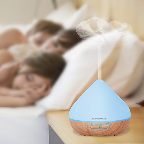 Songmics Aroma Diffuser Luftbefeuchter Aromatherapie Duftlampe Ultraschall 300 ml mit LED 7 Farben Abschaltautomatik Farbewechsel leiser Betrieb für Yoga Spa Salon Schlafzimmer Wohnzimmer Babies Kinderzimmer Büro etc. weiß FAD07T - 4